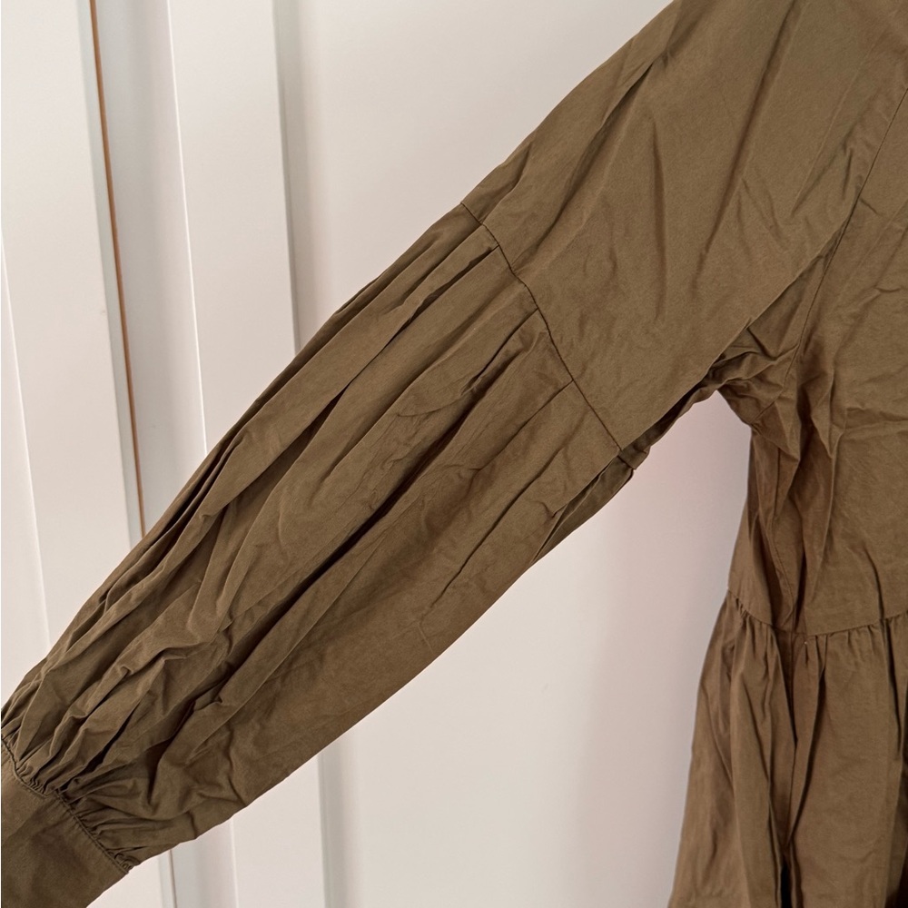 Olive 100% Cotton Midi Dress - A Bronze Age M - Picture 4 of 5